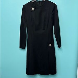 Vintage Black Dress with Button Accents